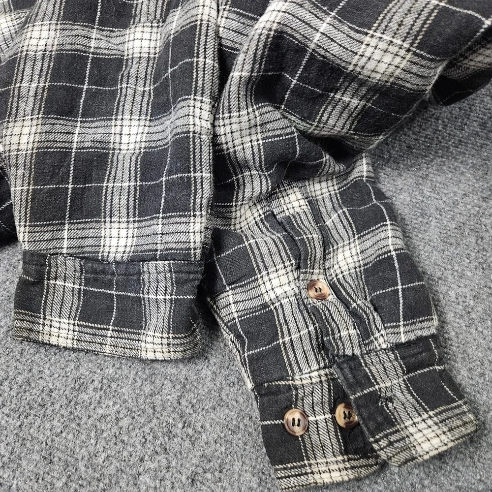 Vintage Shirt Jacket Mens XL Black Plaid Sherpa Lined Shacket Flannel Workwear
